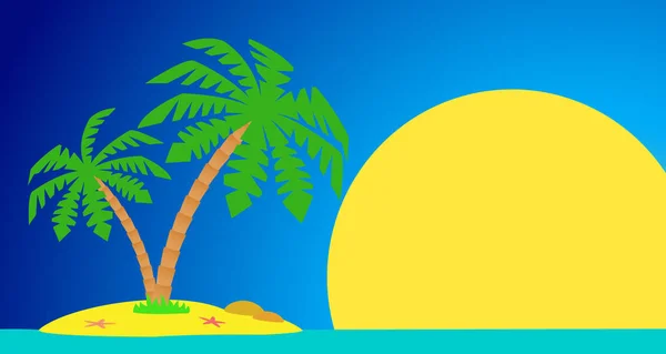 Une île avec un palmier . — Image vectorielle