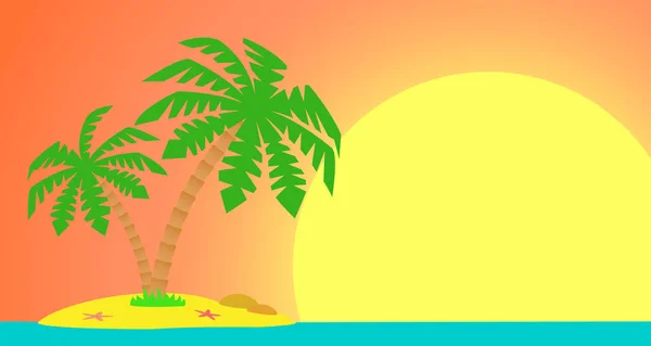 Une île avec un palmier . — Image vectorielle