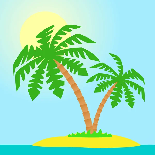 En ö med en Palm. — Stock vektor