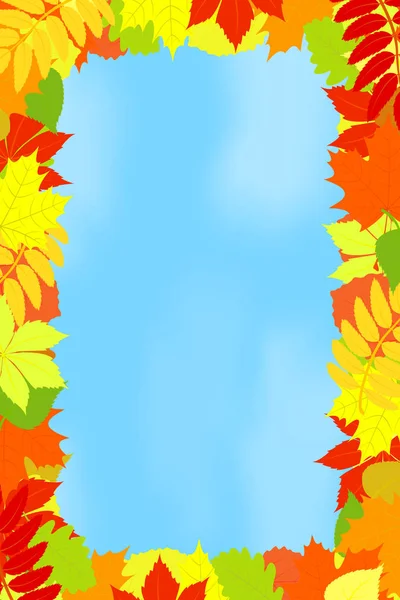 Rahmen der Herbstblätter gegen den Himmel. — Stockvektor