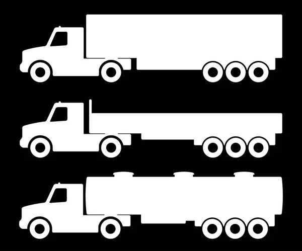 Σύνολο σιλουετών τα φορτηγά. — Διανυσματικό Αρχείο