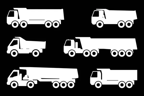 Set silhouette of a dump truck. — Stock Vector