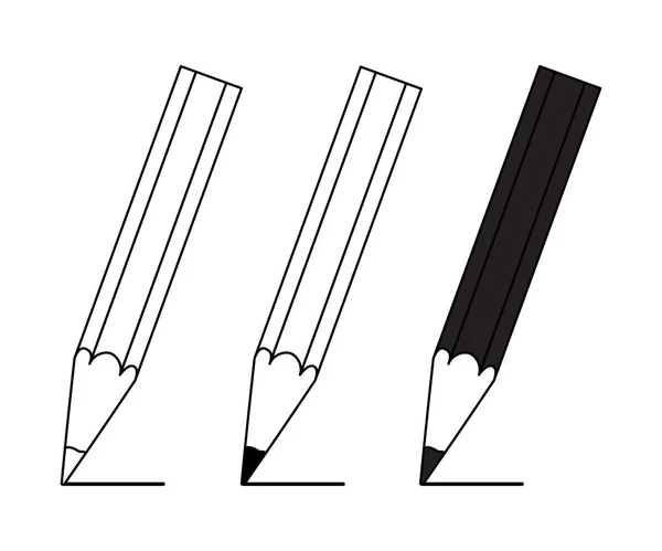 Un conjunto de siluetas de lápices . — Vector de stock