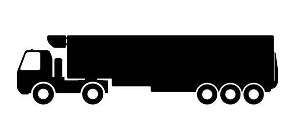 Silhuett av en lastbil med en släpvagn. — Stock vektor