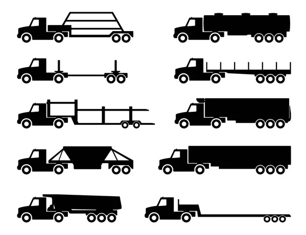 Serie di sagome i camion di carico . — Vettoriale Stock