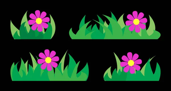 Conjunto de siluetas de hierba verde. Ilustración vectorial. — Archivo Imágenes Vectoriales