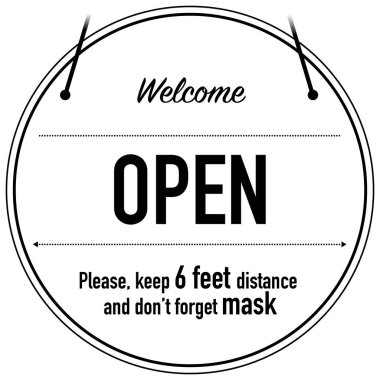 Mesafeyi ve maskeyi korumaları gerektiğini hatırlatan dostça bir uyarı işareti