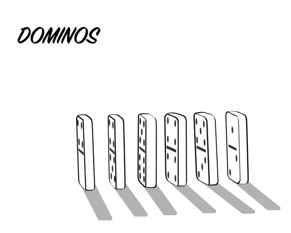 Domino Siyah Beyaz Renklerde Retro Stil Dominolar Izole Edildi — Stok Vektör