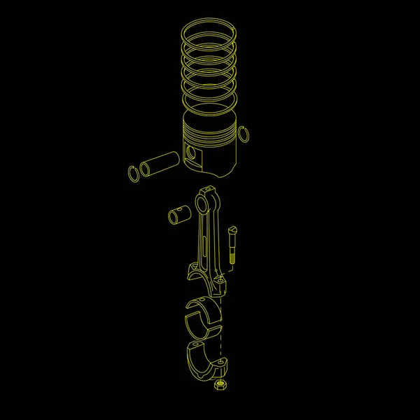 Dessin Piston Moteur Voiture Moto — Image vectorielle
