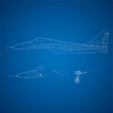 Sovyetler Birliği 'nde tasarlanan çift motorlu savaş uçağı MIG29' un çizimi