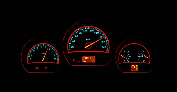 Vector Car Dashboard Glows Dark Blank Template Isolated — Stock Vector