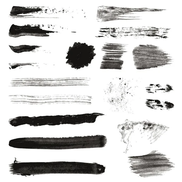 Grunge Black Rough Brush Strokes Vector Set Set Black Paint — Stock Vector