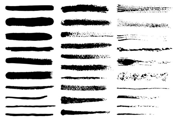Grunge black rough brush strokes set. Set of black paint, ink brush strokes and lines. Abstract brush rough black, illustration of stroke brush collection
