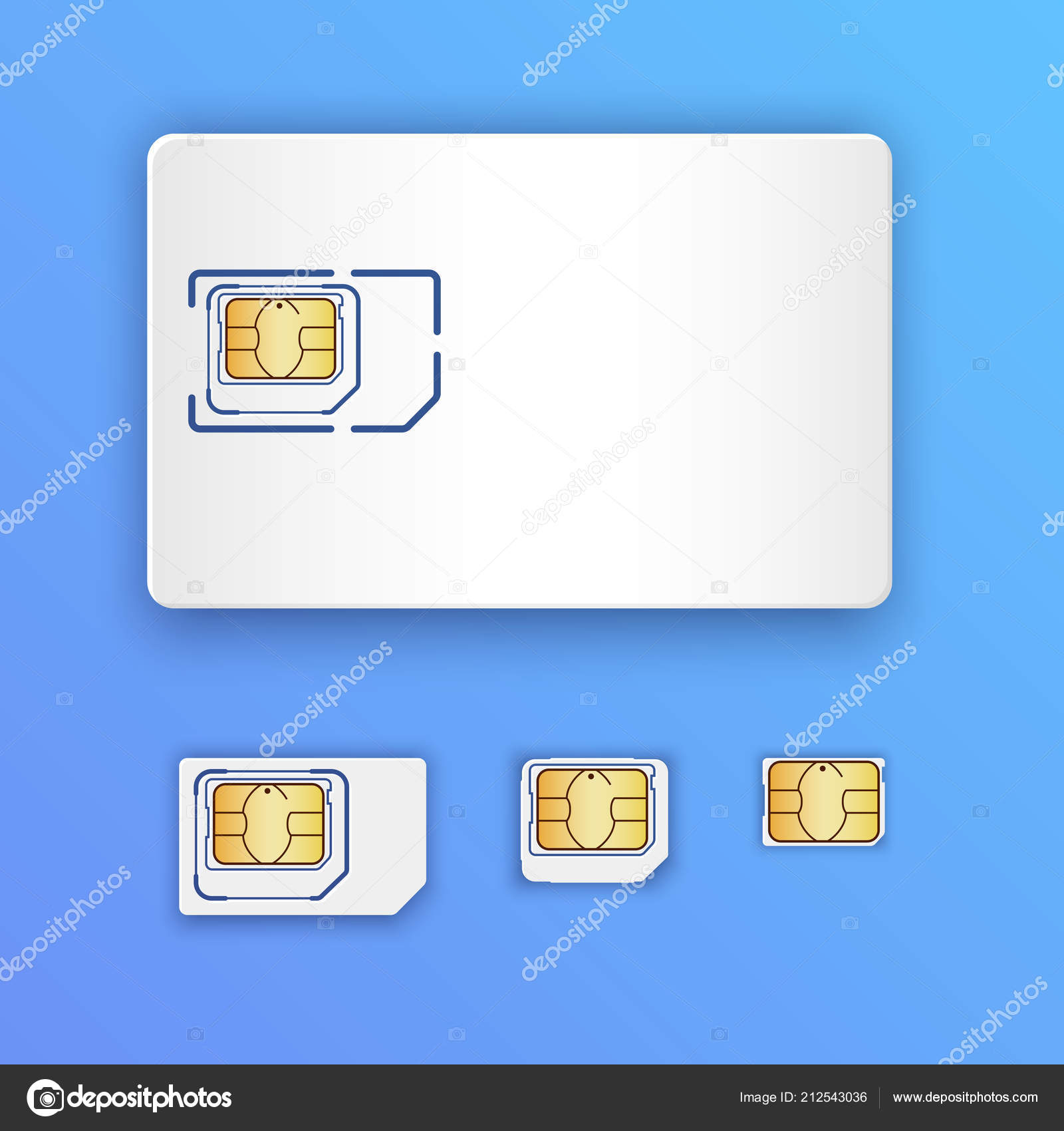 Nano Sim Micro Sim Mini Tailles De Carte Sim Illustration Vectorielle