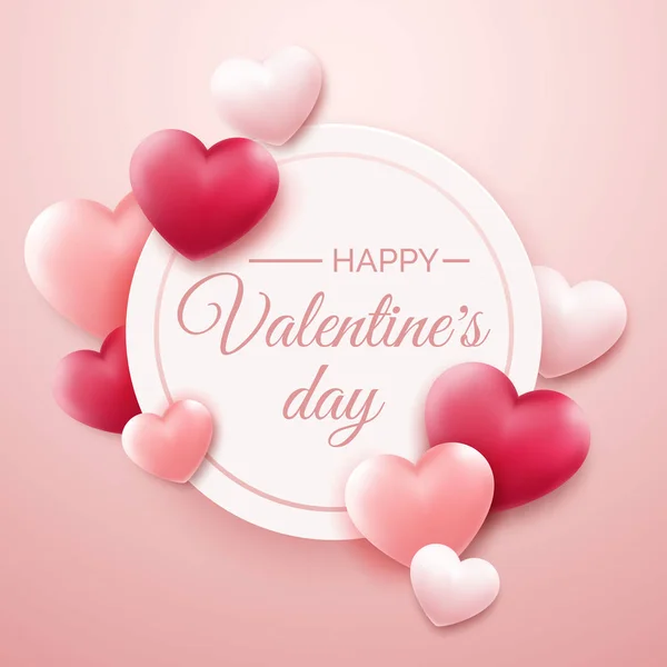 Valentinstag Hintergrund mit roten und rosa Herzen und Platz für Text. Urlaubskarte Illustration auf hellem Hintergrund — Stockvektor