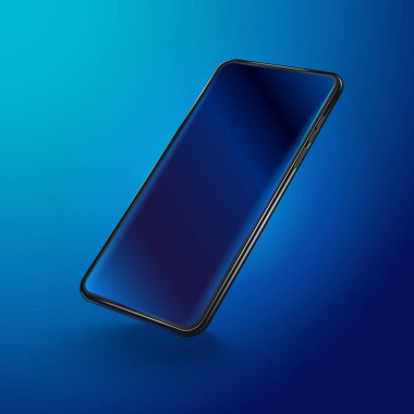 Sol taraftaakıllı telefon görünümü. Boş ekranlı gerçekçi cep telefonu. Sahte veya şablon cep telefonu