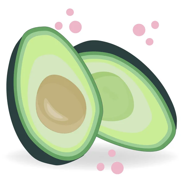 Las Mitades Jugo Aguacate Aíslan Sobre Fondo Blanco Con Salpicaduras — Vector de stock