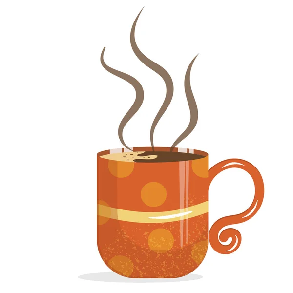 Ароматная Чашка Кофе Изолирована Белом Фоне Векторная Иллюстрация Мультипликационном Детальном — стоковый вектор