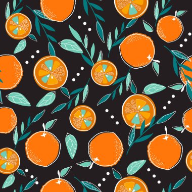 Dikişsiz desen portakal ve yaprakları