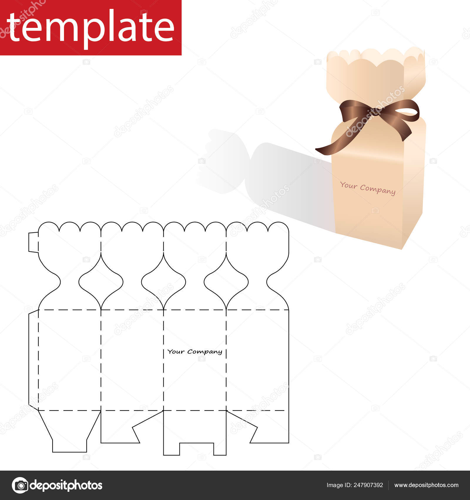 Template for Cute Gift Box stock vector. Illustration of packaging -  40711134