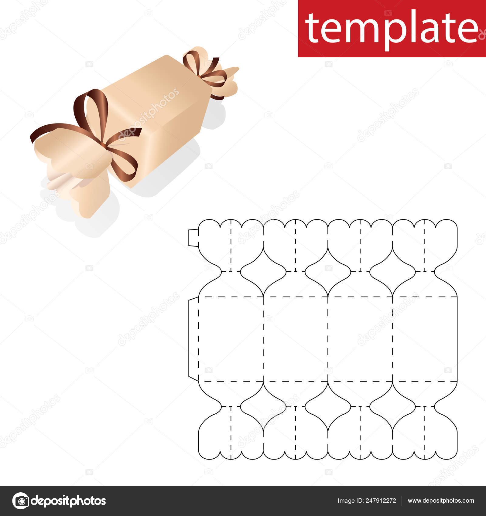 Retail Box Template Stamp Box Candy Blueprint Template Stock Vector by ...