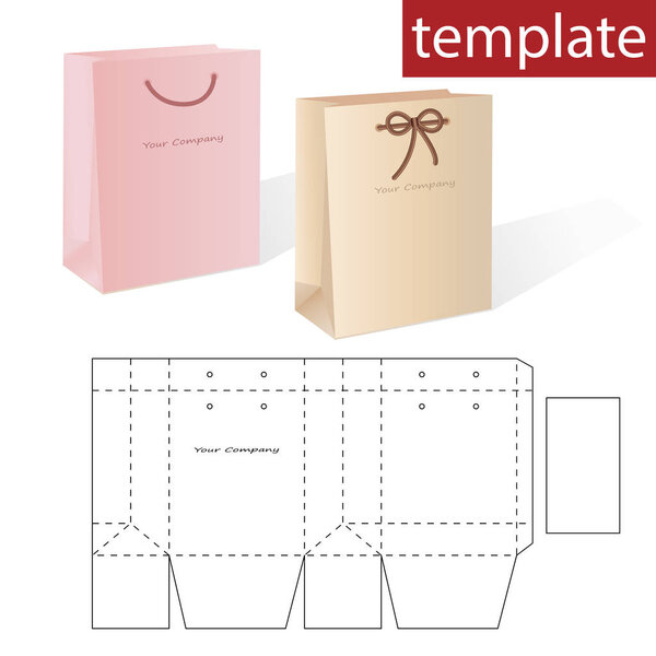 Retail Box with Template.  Shopping Bag.