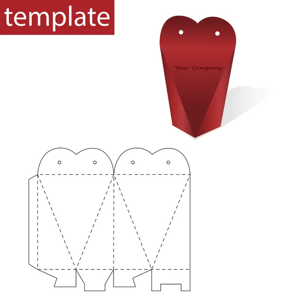 Retail Bag Box Die Cut Template Shape Heart — Stock Vector