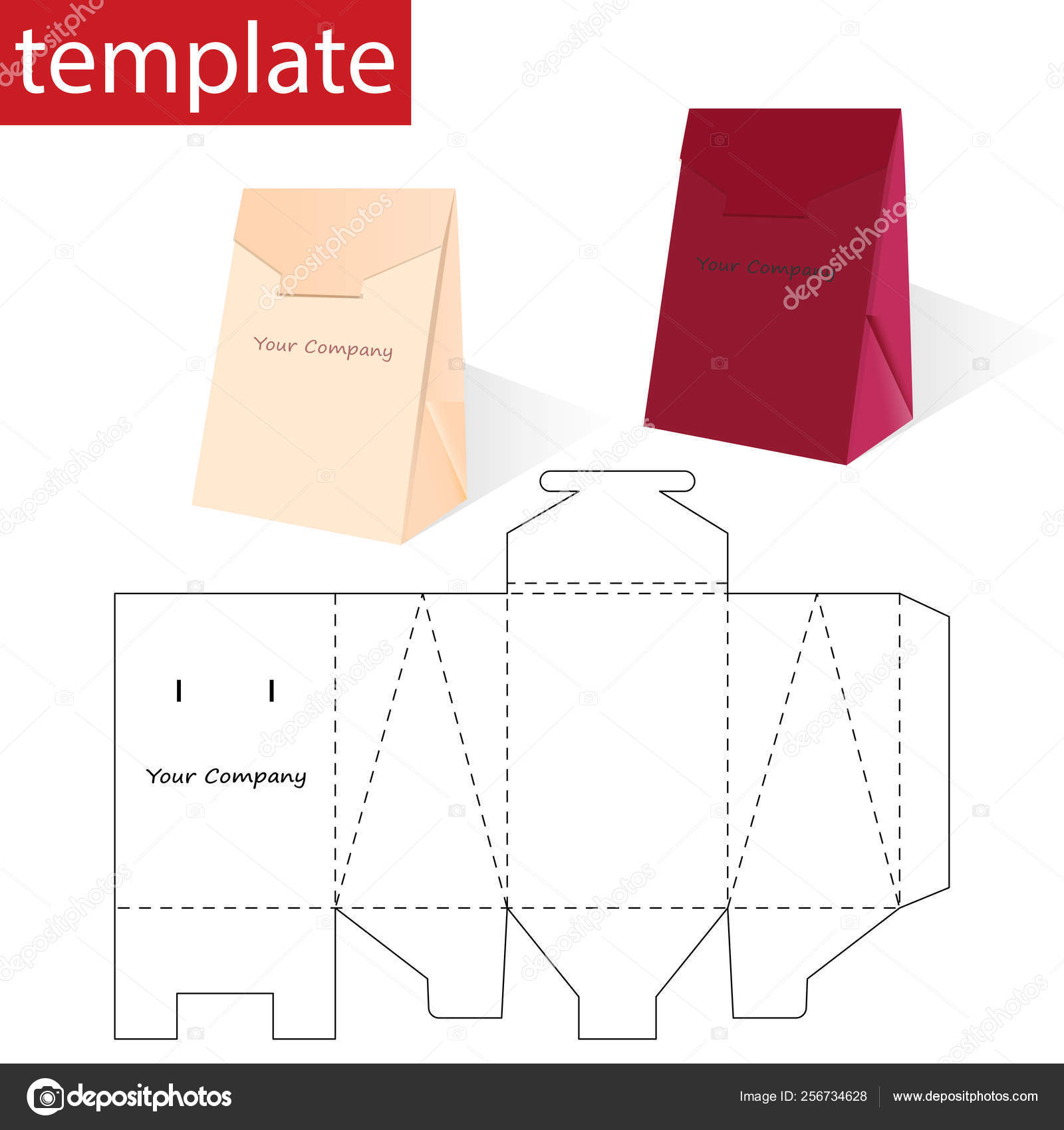 Retail Paper Bag Box Die Cut Template Stock Vector Image by ©denli Retail Paper Bag Box Die Cut Template Stock Vector Image by ©denli