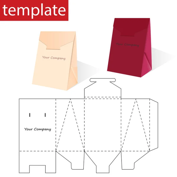 Retail Paper Bag Box Die Cut Template — Stock Vector