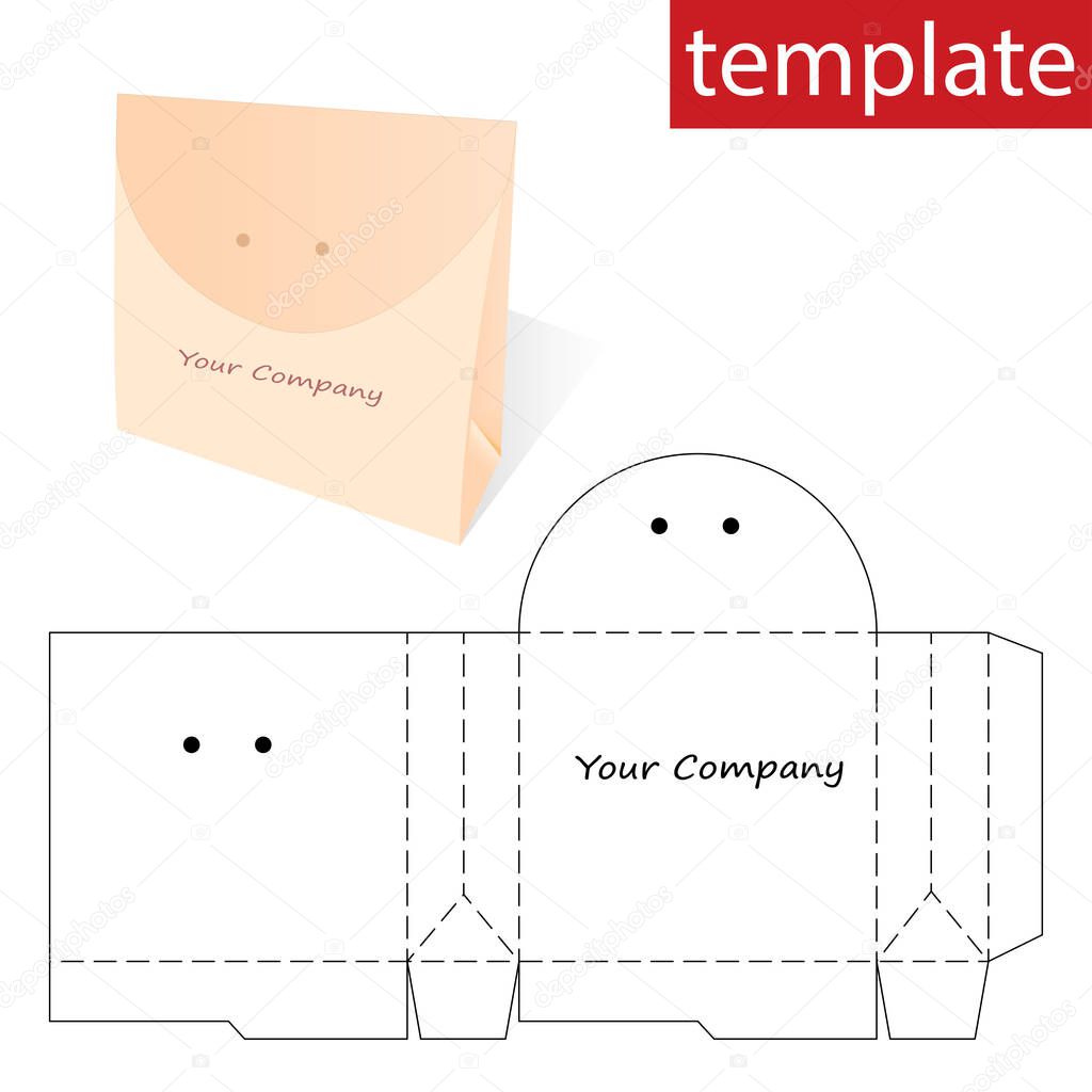 Retail Paper Bag with Blueprint Template.