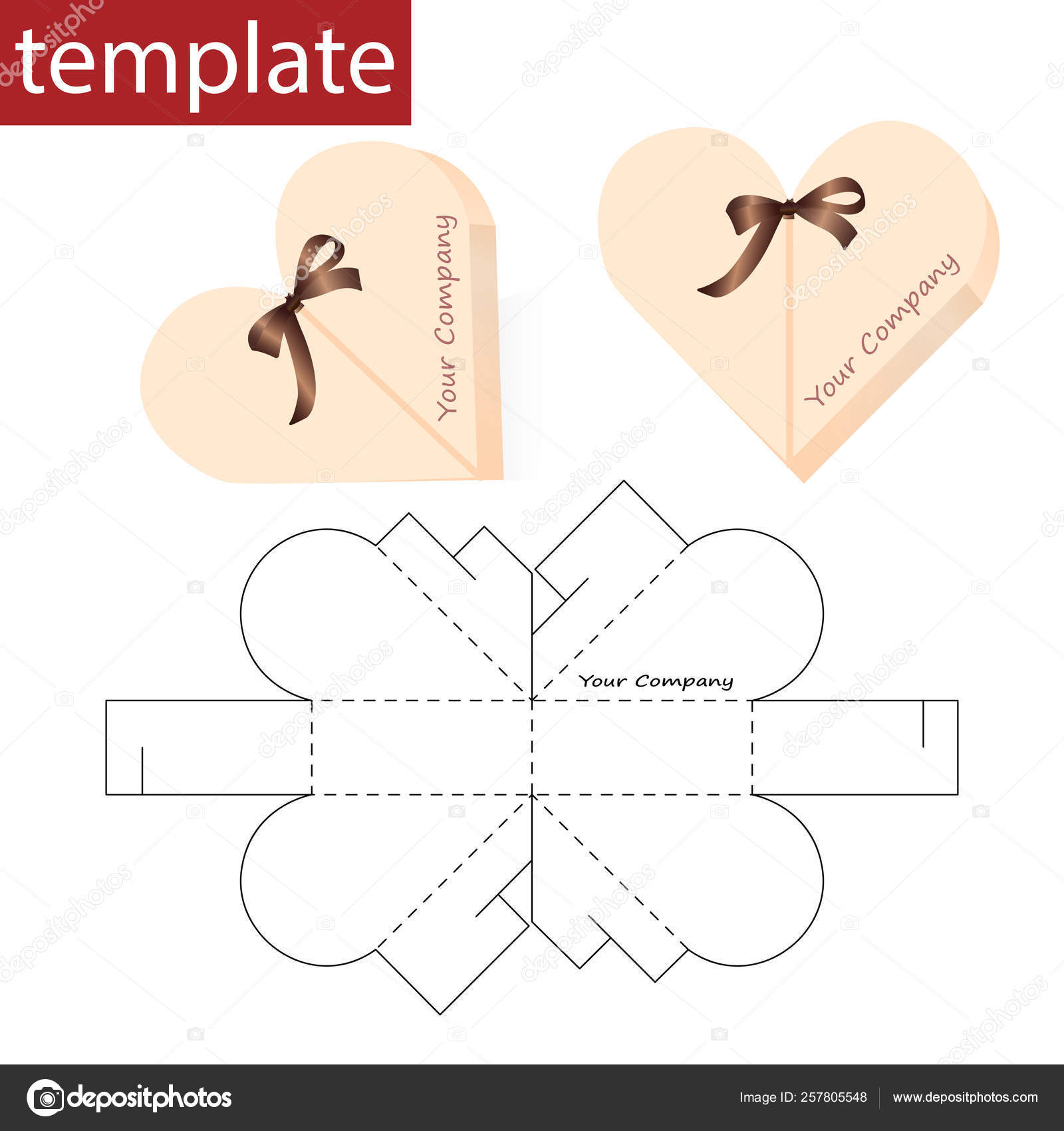 retail paper box die cut template shape heart stock vector image by c denli 257805548