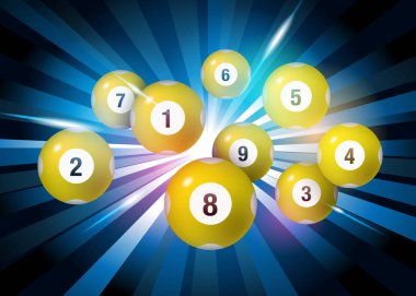 Vektör Bingo / piyango numarası topları siyah patlama arka plan sette