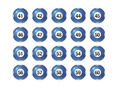 Vektör Bingo / piyango numarası topları Set 41-60