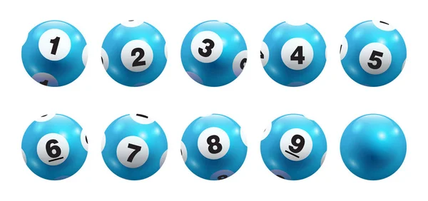 矢量宾果 Aqua 蓝色号码球1至9设置隔离在白色背景 — 图库矢量图片