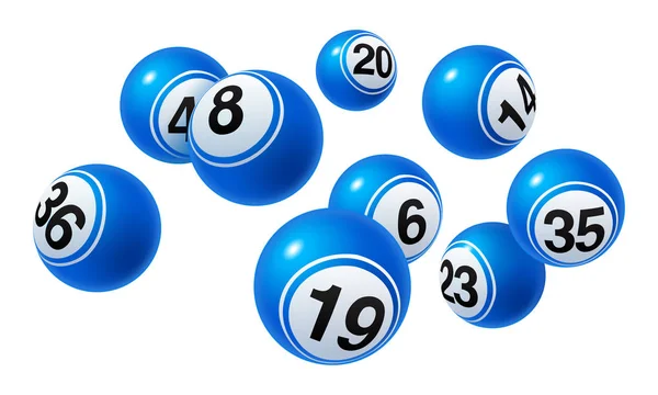 Vector Bingo Lotería Número Bolas Azul Conjunto Sobre Fondo Blanco — Archivo Imágenes Vectoriales