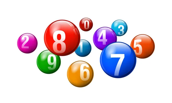 Kleurrijke Bingo Vector Loterij Nummer Ballen Witte Achtergrond — Stockvector