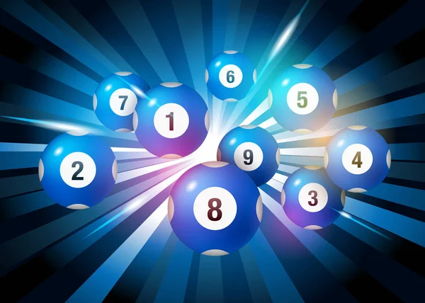 Bolas Número Vetor Bingo Loteria Definidas Fundo Black Burst — Vetor de Stock