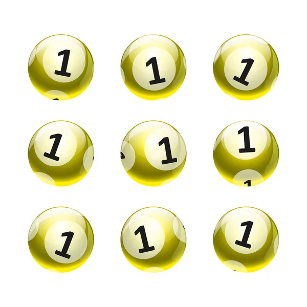 矢量宾果 彩票号码球设置隔离在白色背景 黄金主题1 — 图库矢量图片