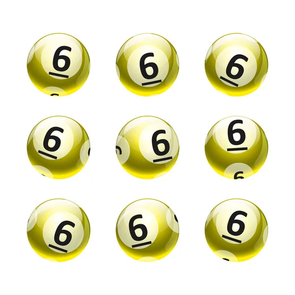 Vector Bingo Loterij Nummer Ballen Set Geïsoleerd Een Witte Achtergrond — Stockvector