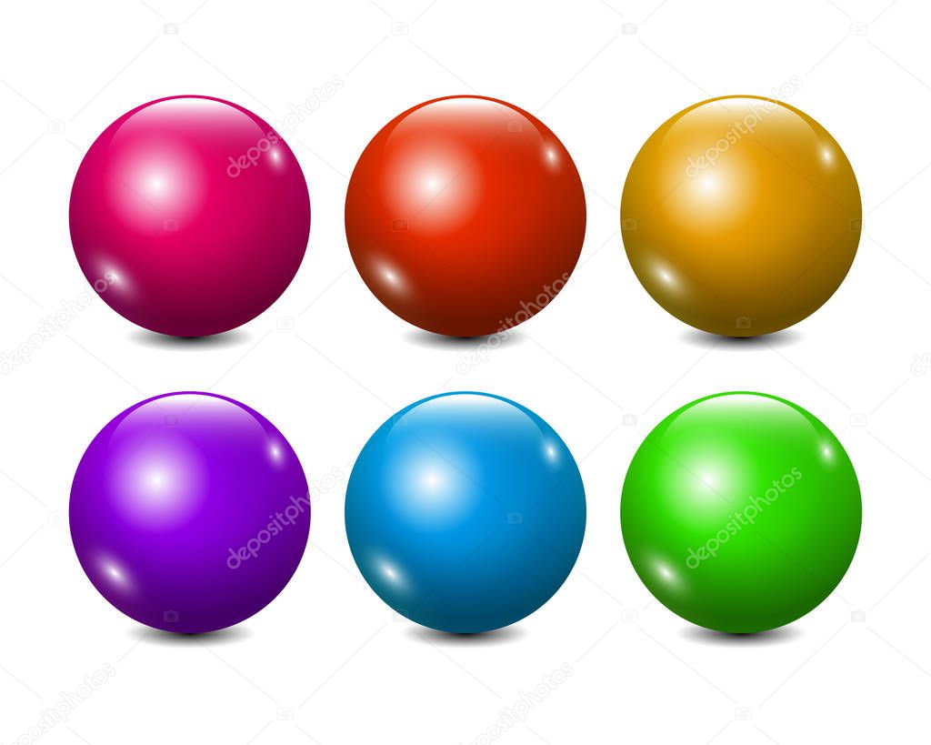 Vector Blank Colorful 3D Balls - peach, red, yellow, purple, blue, green