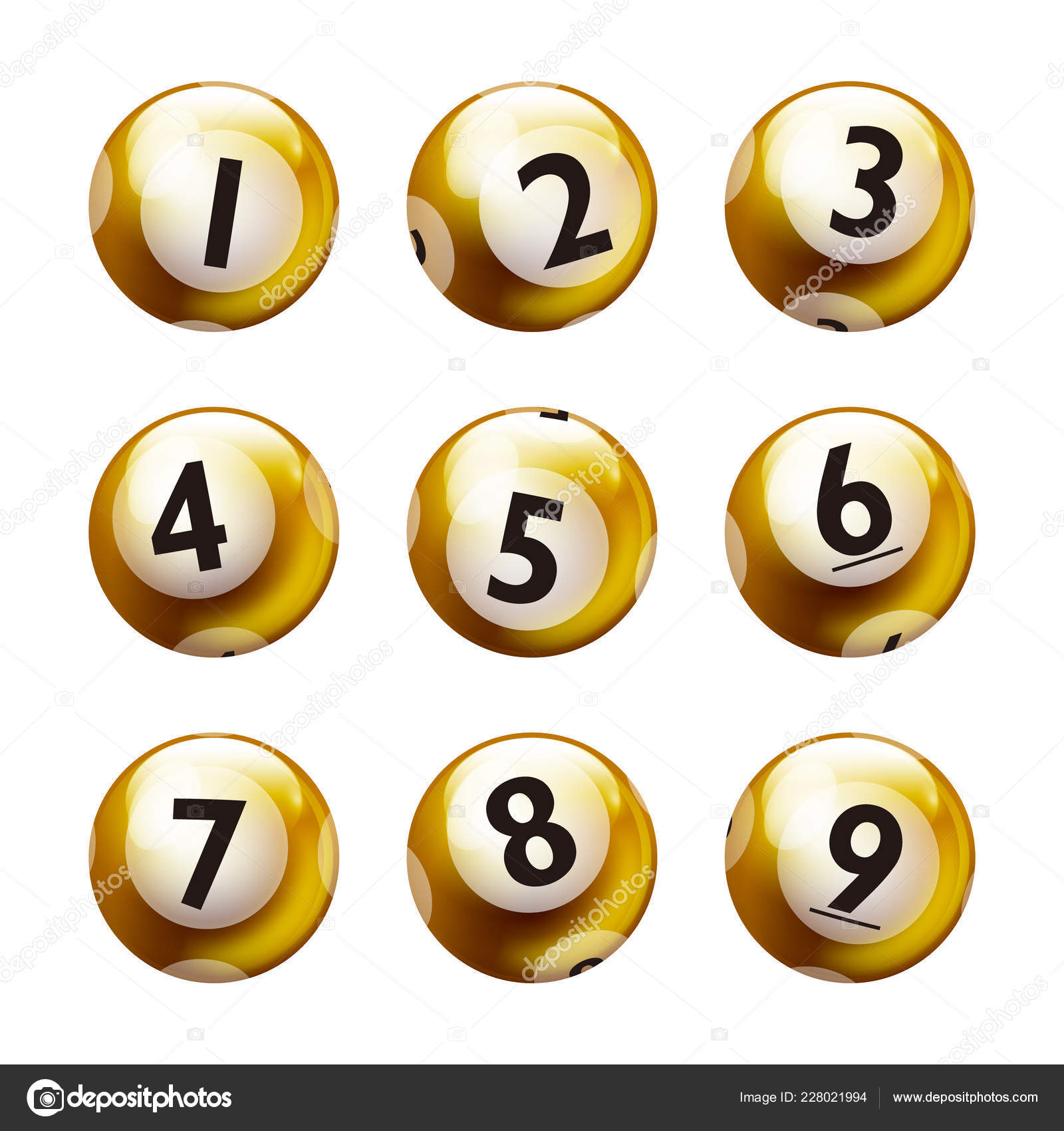 Bolas de loteria de bingo com números de zero a nove. conjunto