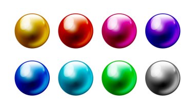 Renk inci topları Isolated beyaz arka plan 8 renk ayarla..