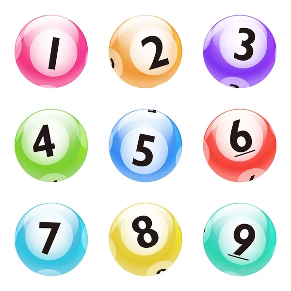 Vector Bingo Loterij Kleurrijke Aantal Ballen Set — Stockvector