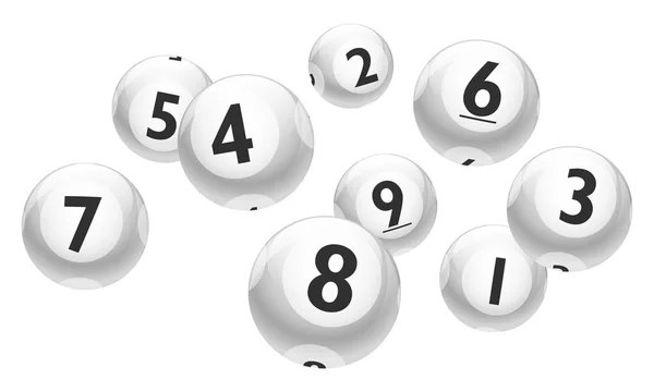 Vector Bingo Loterij Nummer Witte Ballen Tot Met Set Geïsoleerd — Stockvector