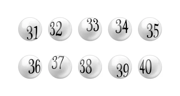 Bolas de loteria de bingo com números de zero a nove. conjunto realista de  vetor de bolas de cores brilhantes para o jogo de loto keno ou bilhar. 3d  esferas brilhantes para