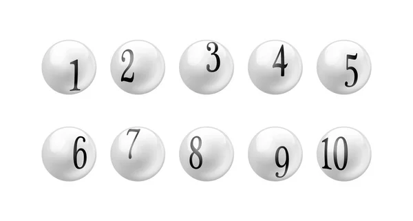 Vector Bingo Lottery Number Balls Set Isolated White Background — Stock Vector
