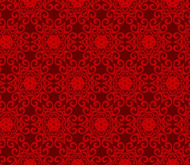 Vektör süsleme Dikişsiz desen duvar kağıdı, kırmızı renk ile geleneksel oryantal tarzda