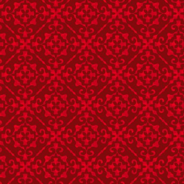 Vektör süsleme Dikişsiz desen duvar kağıdı, kırmızı renk ile geleneksel oryantal tarzda
