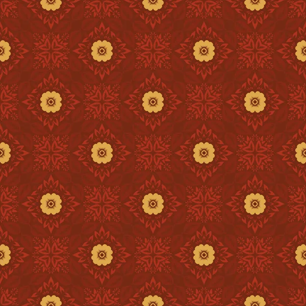 Ornamento Abstracto Vectorial Floral Sin Costuras Fondo Con Color Rojo — Vector de stock