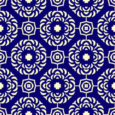 Vektör oryantal çiçek Dikişsiz desen arka plan rengi mavi ve beyaz ile